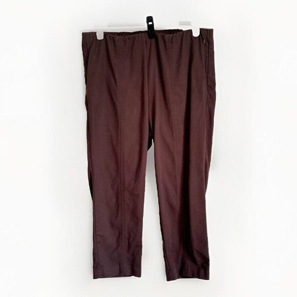 J. Jill Women Essential Cotton-Stretch Pant Size 16 Brown Pull On Minimalist - Picture 1 of 9
